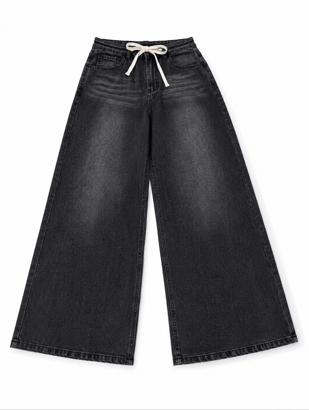 Cicy Bell Women's Size 6 Wide Leg Drawstring Black Denim Jeans – High Waist – - Picture 1 of 3